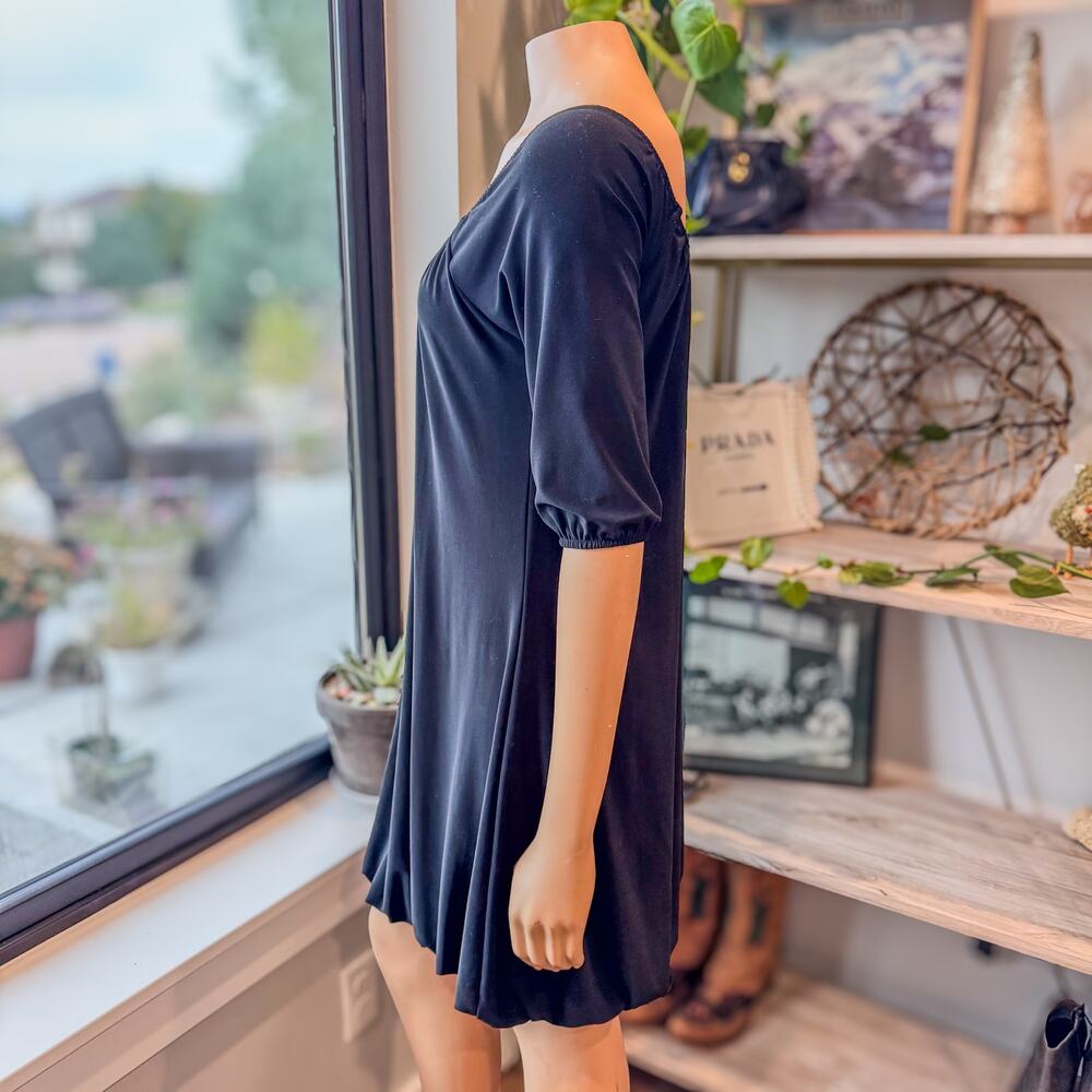 Vintage White House Black Market Black Bubble Hem Scoop Neck Dress-Women's Small - Picture 4 of 9